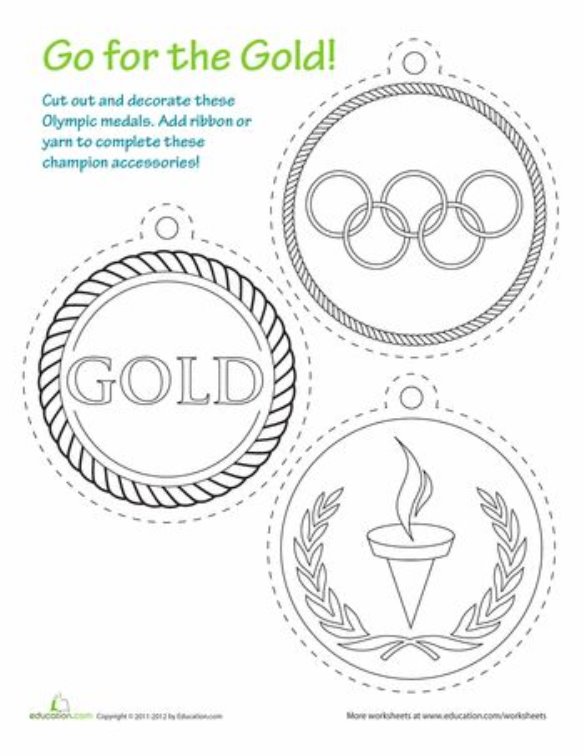 Worksheets: Printable Olympic Medals plus 20 Additional Printables from @Education.com